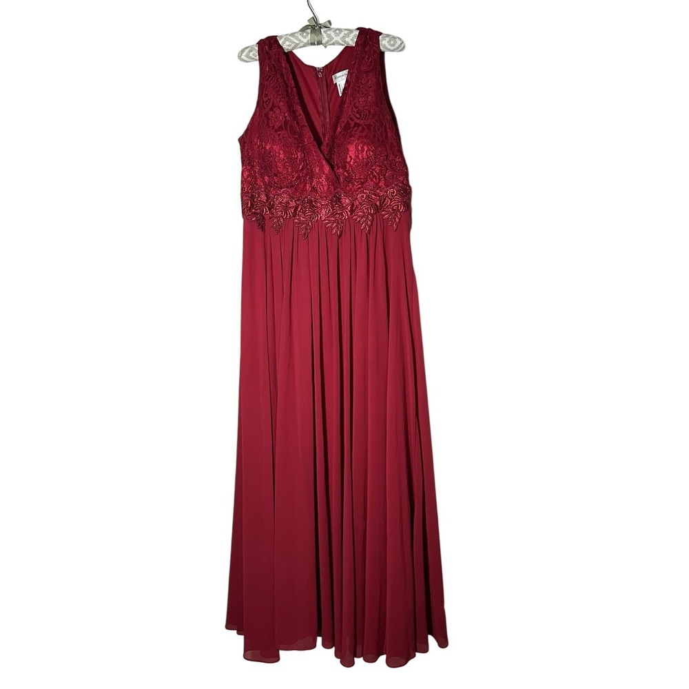 Cinderella Divine Red Lace Sequin V-Neck Formal Gown Evening Dress Women Size 20
